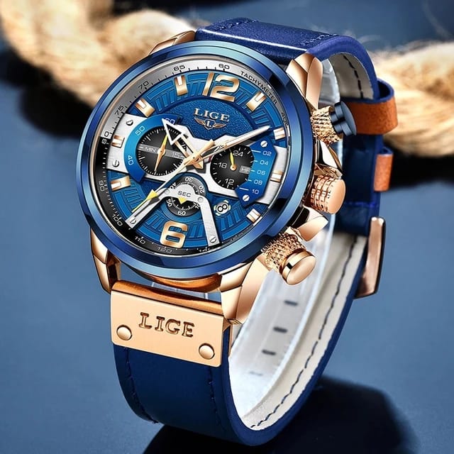 Men's Leather Wrist Watches - 2021 LIGE Casual Sports Watch for Men Top ...