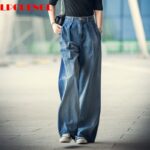 Long Pants Women's Trousers Denim Wide-leg Jeans Size 26-34 Spring Embroidery Fashion Casual All-match Loose Buttons