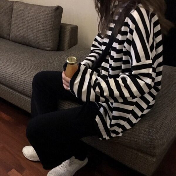 Black Long Sleeve Striped Shirt