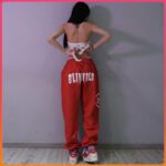 Hip-hop High-waist Casual Pants Red Large Size Fried Street Red Sweatpants Female Loose Pants Korean Style Pants