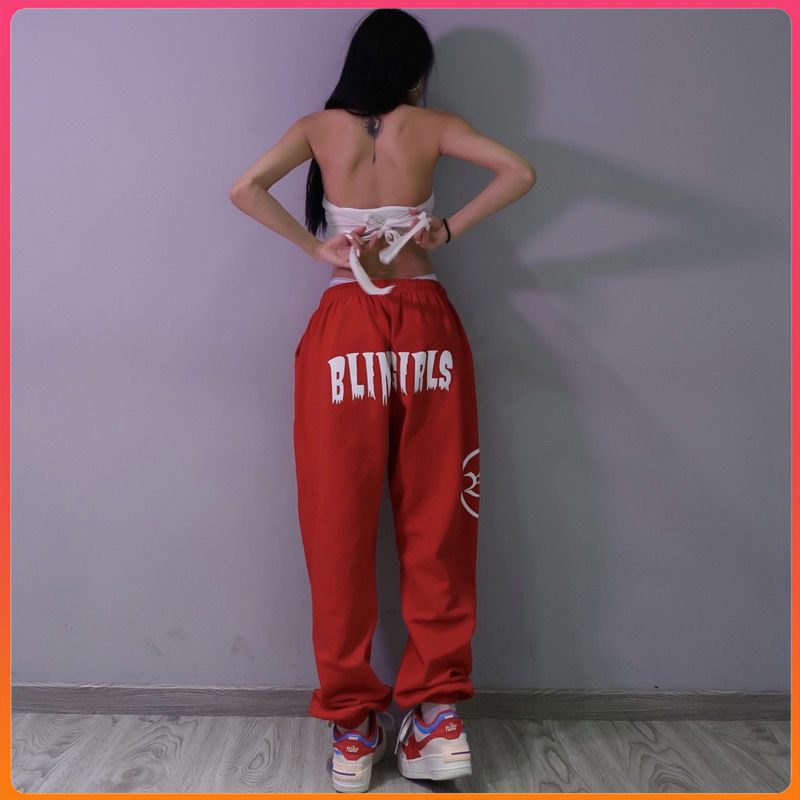 Yitimoky Fleece Red Pants Women Sweatpants Joggers Streetwear