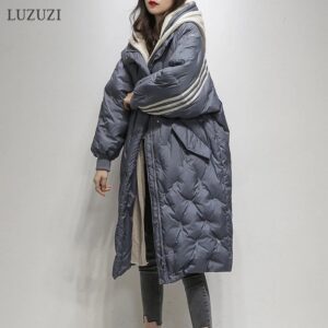 fake two piece hooded down coat