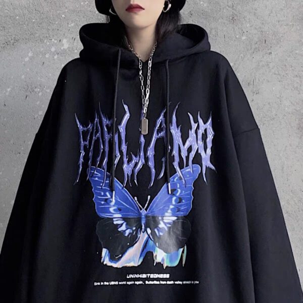 oversized butterfly graphic hoodie