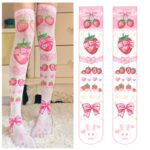 1 Pairs Pink Harajuku Cute Socks Fashion Kawaii Strawberry Socks Women Cosplay Pattern Pink Socks Over Knee Sexy Socks