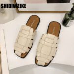 Shoes Female Summer New Wave Hand-woven Vintage Baotou Word Flat Flat Bottom Outdoor Sandals And Slippers Vc281