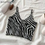Zebra-print Camis Women Crop Top Sexy Design Slim All-match BF High Elasticity Tender Lady Summer Clothing Cute Breathable Cool