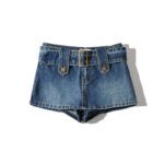 Summer new style street casual low waist solid color denim skirt women, sexy and thin, anti-glare miniskirt women