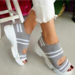 Women's Sandals Wedges Footwear Summer Platform Sandals Women Shoes Female Slip on Peep Toe Knitted Ladies Sneakers Casual