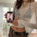 Cuteandpsycho Fairycore Y2K Distressed Crochet Pullovers Summer Aesthetic 2000s Knit Smock Tops Loose Oversized Casual Shirts
