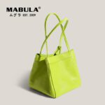 MABULA Genuine Leather Fashion Small Women Bags Classic Simple Design Stylish Bucket Handbag Solid Soft Totes Phone Purses