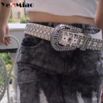 Punk Belts Women Luxury Designer Brand Wide Waist Belts Korean Fashion Diamond Rock Bling Strap Belt Y2K Women Belts for Dress