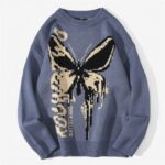 Hip Hop Knitwear Mens Women's Sweaters Harajuku Fashion Butterfly Male Loose Tops Casual Streetwear Pullover Sweaters