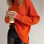 Jacuqeline Winter 2022 Turtleneck Oversized Sweaters Women Long Sleeve Loose Pullover Tops Casual Basic Solid Knit Jumper Split