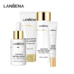LANBENA 24K Gold Peptide Essence Set Anti Aging Lift Firming Skin Face Cream Toner Cleanser Eye Serum Kits Repairing Skin Care