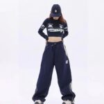 Korean Harajuku Woman Stripes Sweatpants Streetwear Fashion New Drawstring Elastic Waist Loose Straight Oversize Casual Trousers