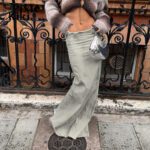 Tie Dye Retro Jean Skirt Y2k Streetwear Winter Fashion Sexy Low Waist Slit Long Skirts for Women Denim Bottoms